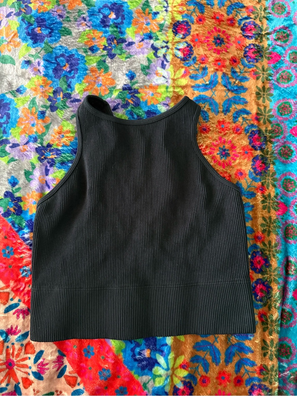 Gilly Hicks Black Ribbed Cropped Tank